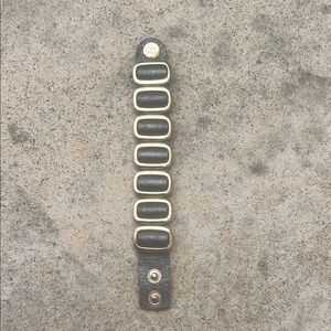 King Star Silver Leather and Gold Color Snap Band Bracelet